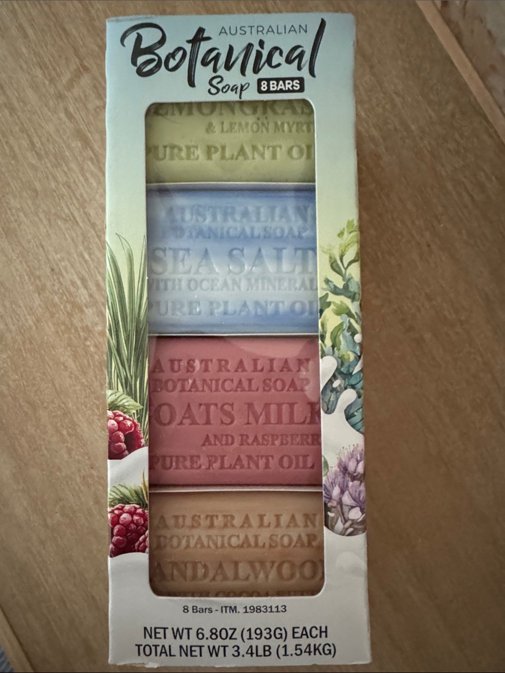 Australian Botanical Soap Bars Assorted Colors 8 Bars 3.4lbs